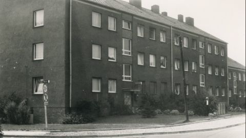 Polizeiposten Sölde 1967 schwarz-weiß Außenansicht