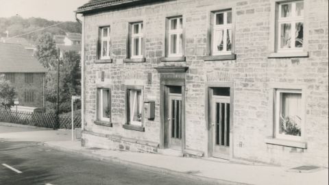 Polizeiposten Syburg 1967 schwarz-weiß Außenansicht